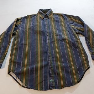 Vintage American Eagle Striped Denim Long Sleeve Button Down Shirt Men’s Medium.